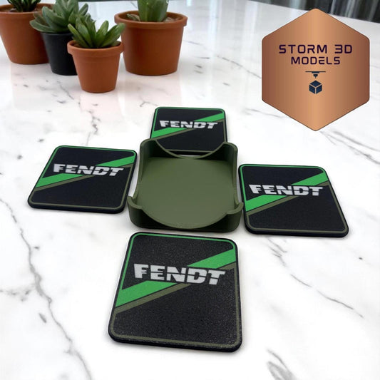 Fendt Coaster Set Square – 3D Printed Farm-Themed Drink Coasters, Tractor Gift