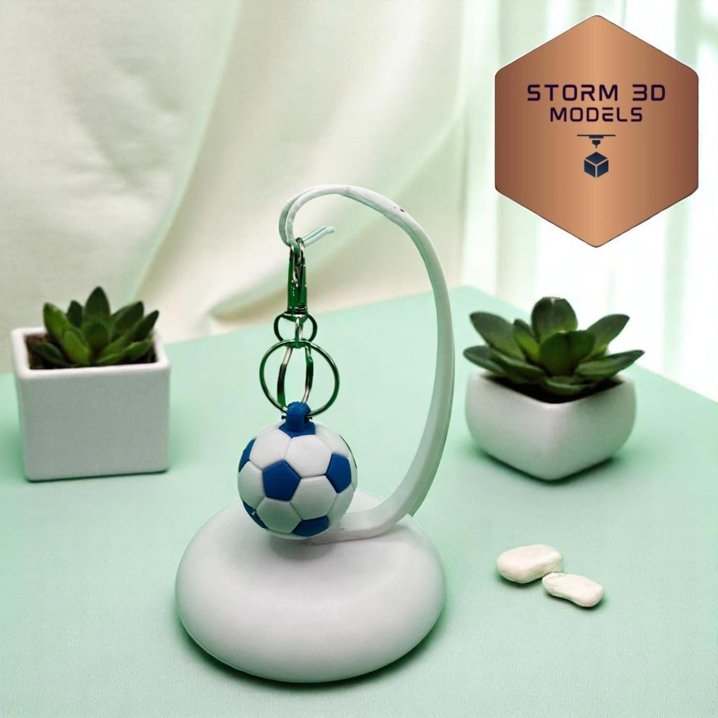 3D Printed Football Keychain – Mini Sports Key Ring,choice of colours