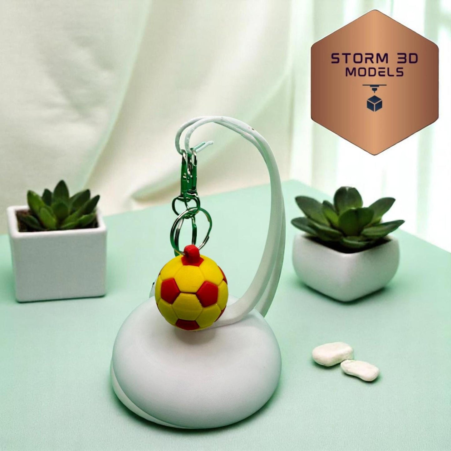 3D Printed Football Keychain – Mini Sports Key Ring,choice of colours