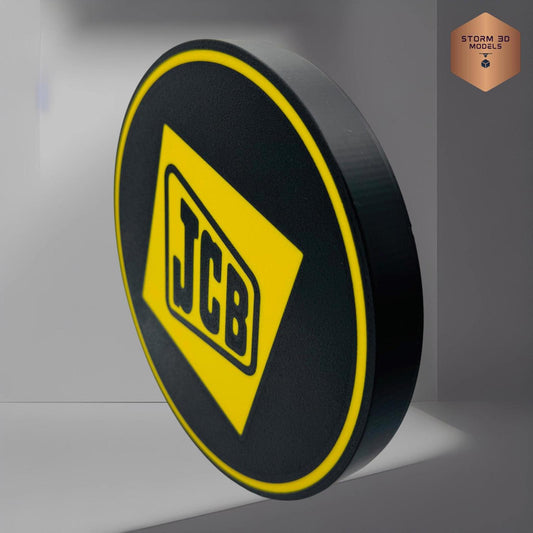 JCB Inspired LED Lightbox, Old Style Logo – 3D Printed Tractor Logo Lamp, Farmhouse Décor, Gift for Farmers & Tractor Fans, hanging type