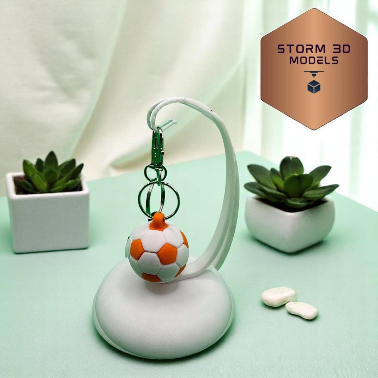 3D Printed Football Keychain – Mini Sports Key Ring,choice of colours