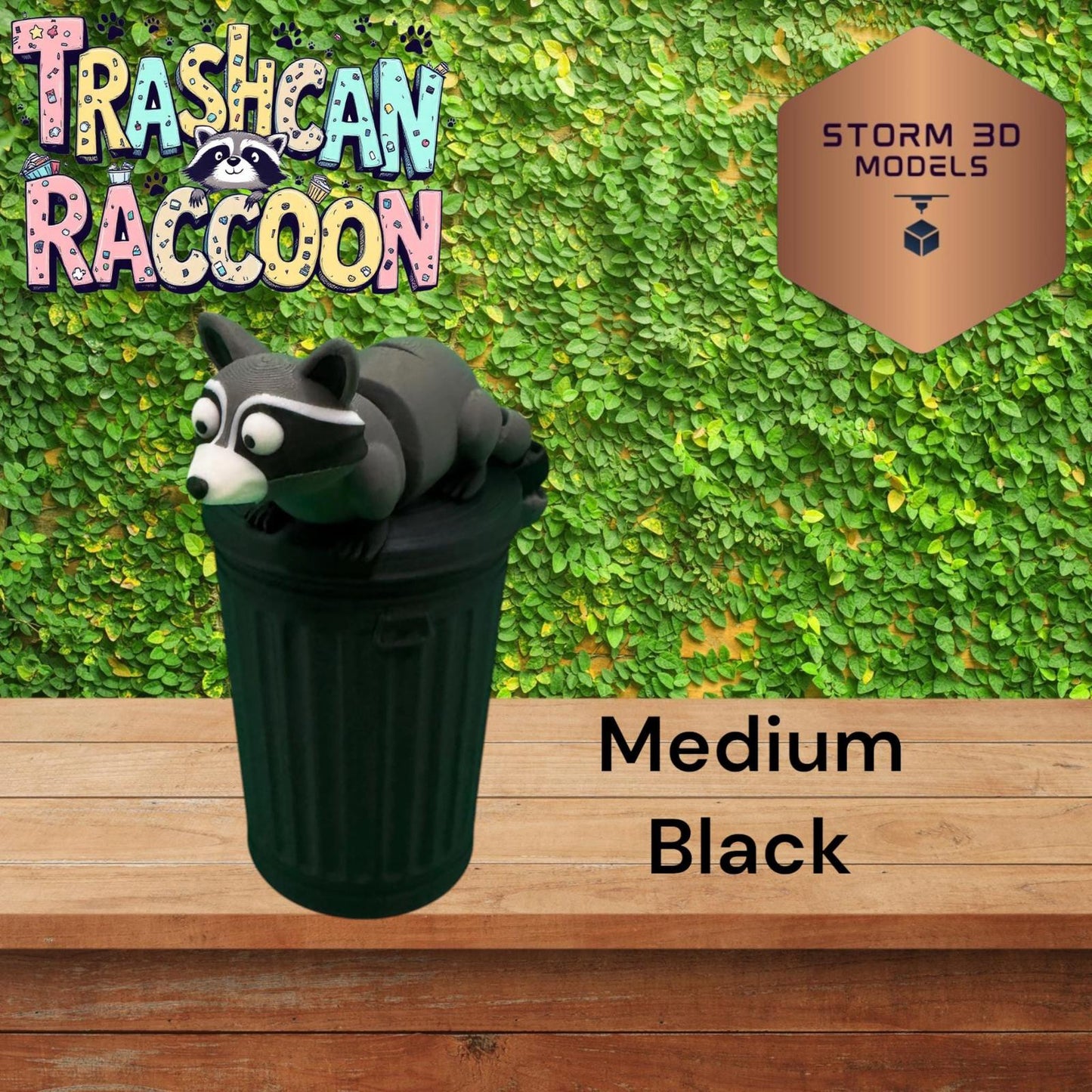 3D Printed Flexi Raccoon in Trash Can – Articulated Dumpster Diver Toy, Funny Desk Buddy, Trash Panda Gift, Cute Animal Fidget, 3 Sizes
