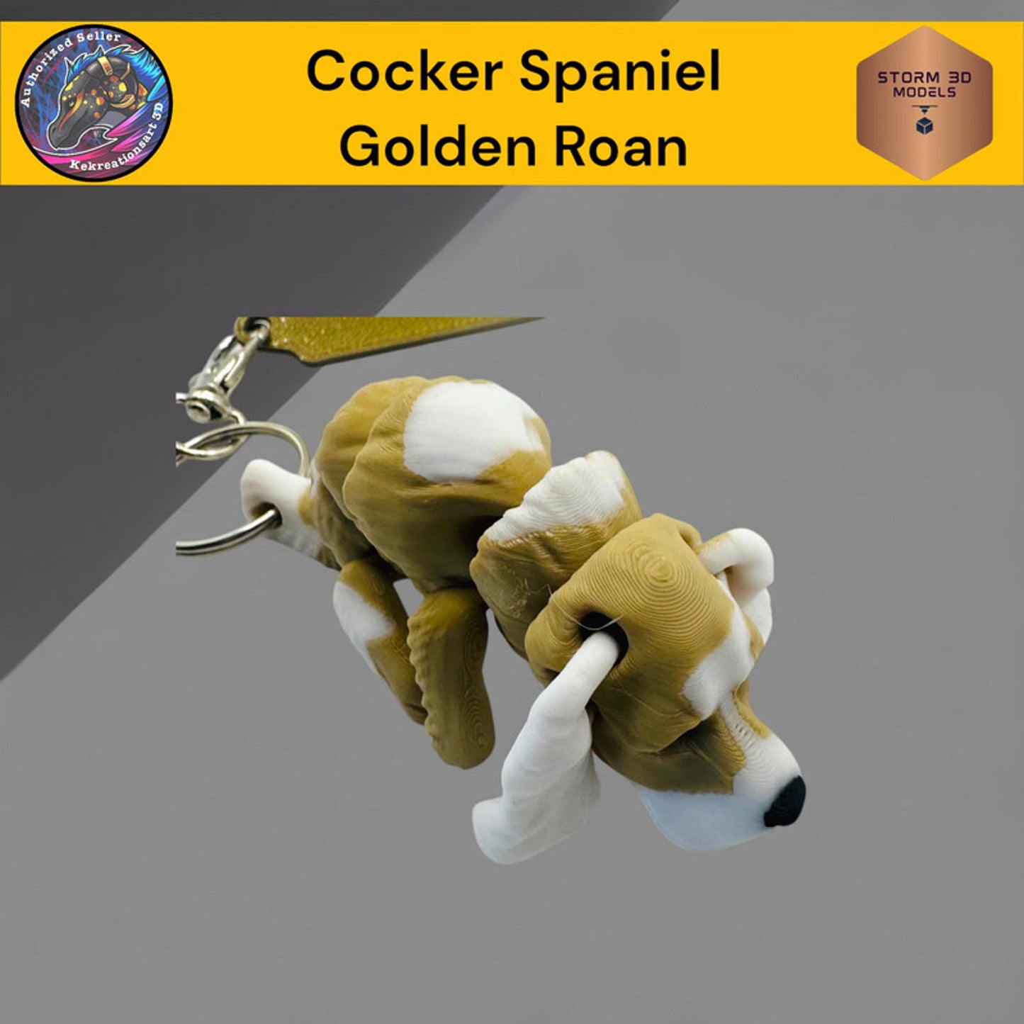 Pawfect Pets Baby Cocker Spaniel Golden Roan Keychain 3D Printed