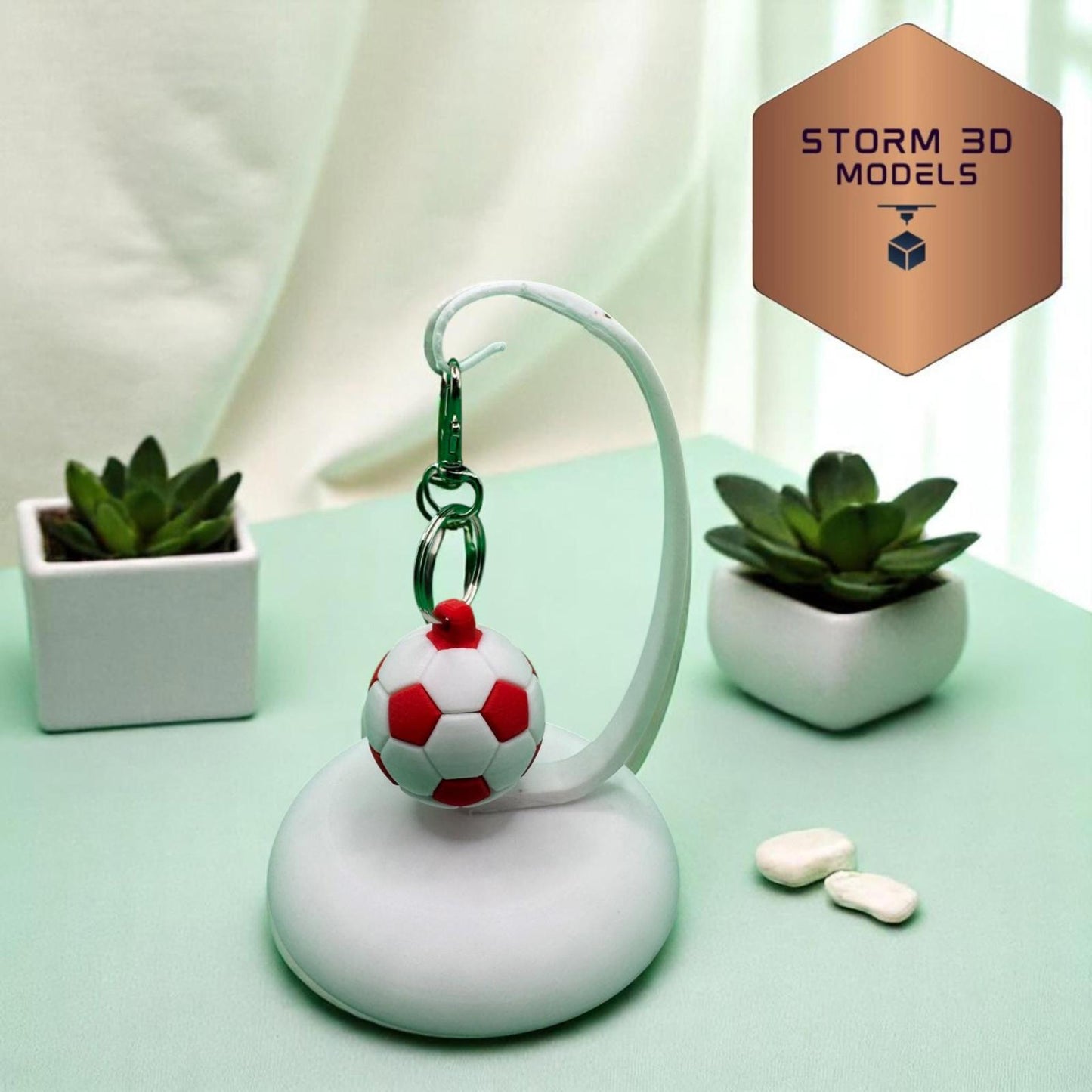 3D Printed Football Keychain – Mini Sports Key Ring,choice of colours