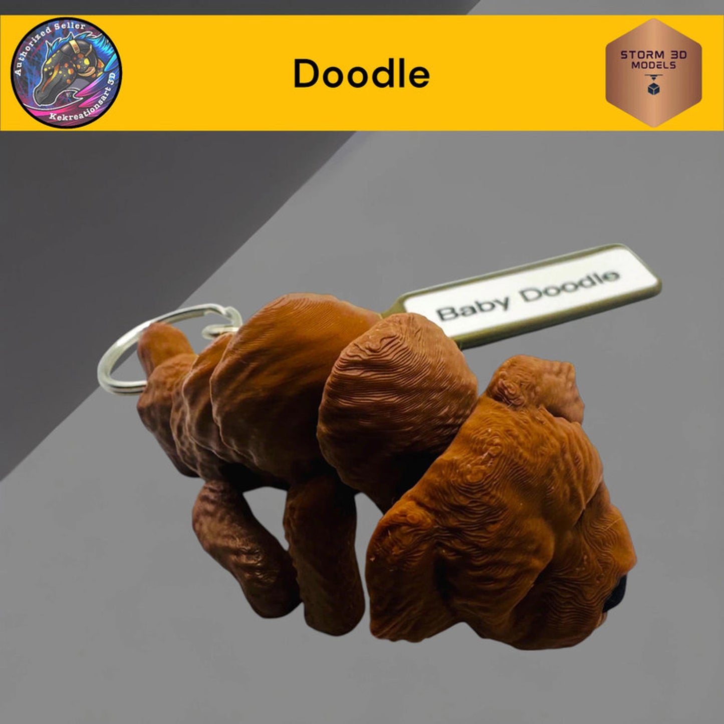 Baby Doodle Flexi Dog Keychain β 3D Printed Articulated Puppy Keyring