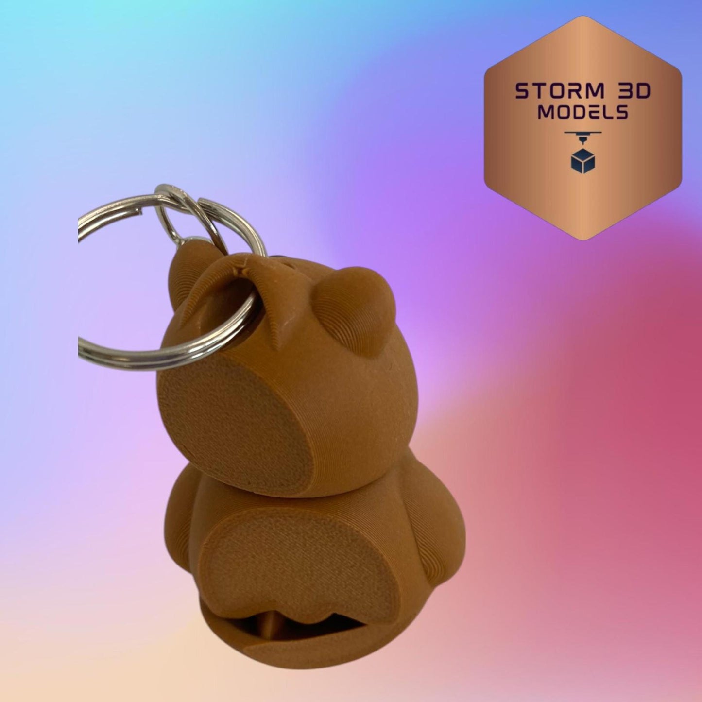 3D Printed Flexi Sitting Bear Keychain,Cute Bear, Fidget Toy, Animal Lover Gift
