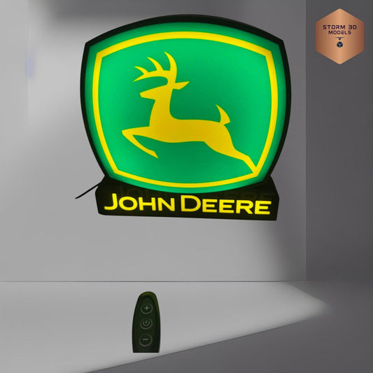 John Deere LED Lightbox – 3D Printed Tractor Logo Lamp, Farmhouse, standing type