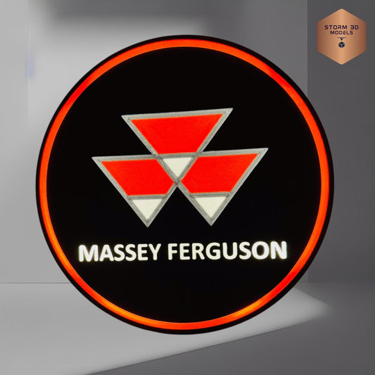 Massey Ferguson Inspired LED Lightbox – 3D Printed Tractor Logo Lamp, Farmhouse Décor, Gift for Farmers & Tractor Fans, hanging type