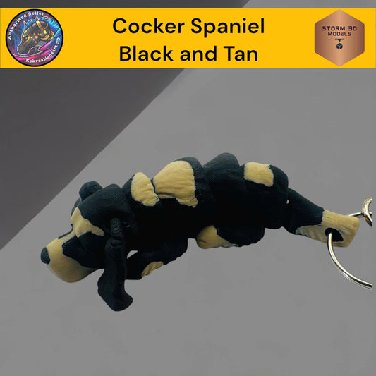 Pawfect Pets Baby Cocker Spaniel Black and Tan Keychain 3D Printed