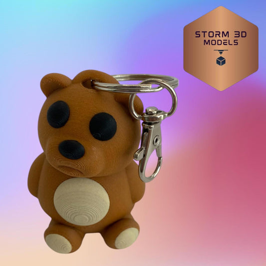 3D Printed Flexi Sitting Bear Keychain,Cute Bear, Fidget Toy, Animal Lover Gift