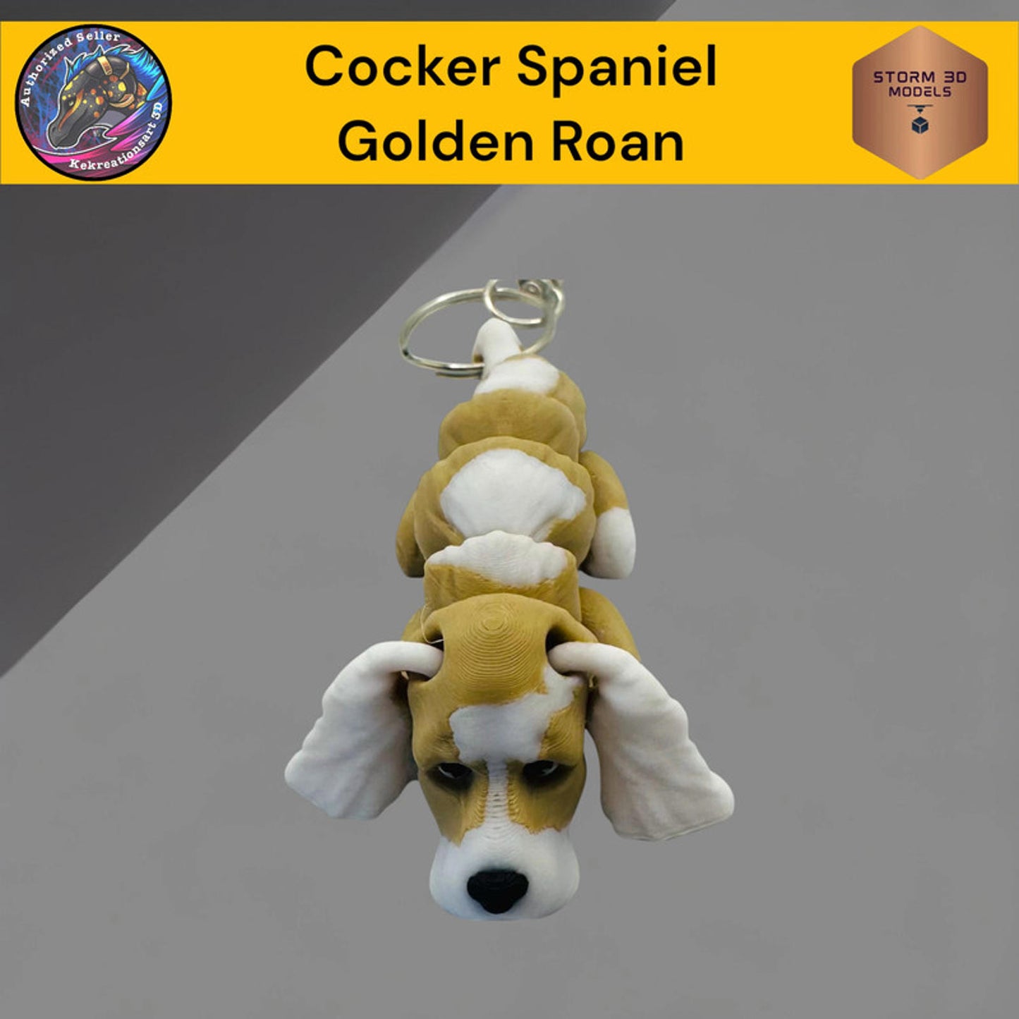 Pawfect Pets Baby Cocker Spaniel Golden Roan Keychain 3D Printed