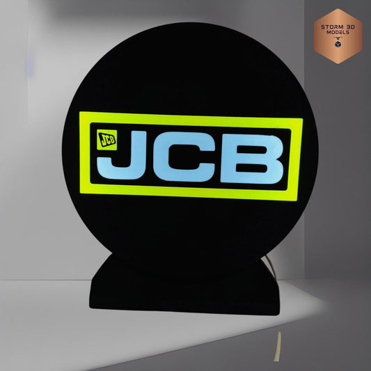 JCB Inspired LED Lightbox, New Style Logo – 3D Printed Tractor Logo Lamp, Farmhouse Décor, Gift for Farmers & Tractor Fans, standing type