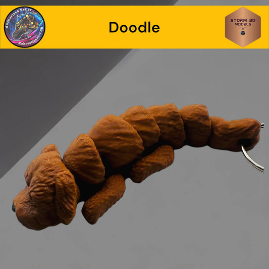 Baby Doodle Flexi Dog Keychain – 3D Printed Articulated Puppy Keyring