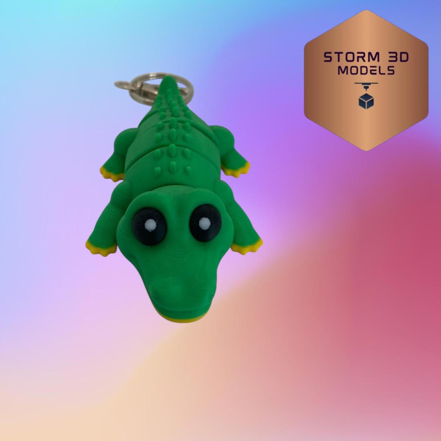 3D Printed Flexi Crocodile Keychain β Cute Poseable Crocodile, Fidget Toy