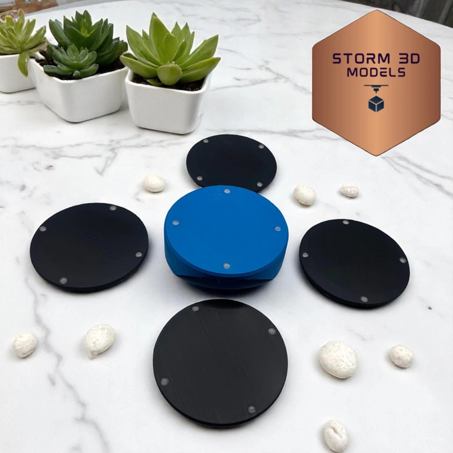 New Holland Round coaster set – 3d printed farm-themed drink coasters, tractor gift