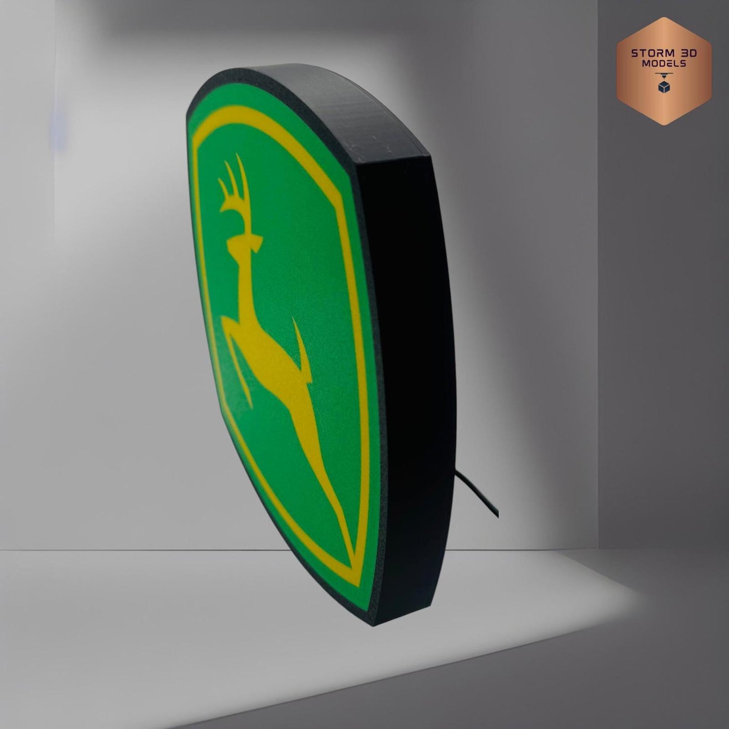 John Deere LED Lightbox – 3D Printed Tractor Logo Lamp, hanging version