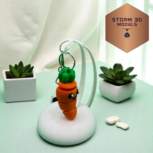3D Printed Flexi Carrot – Wiggly Articulated Vegetable Toy, Funny Fidget Gift