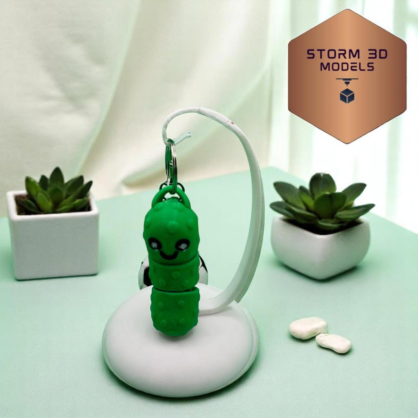 3D Printed Flexi Pickle Keychain – Wiggly Pickle Fidget Toy, Funny Gag Gift