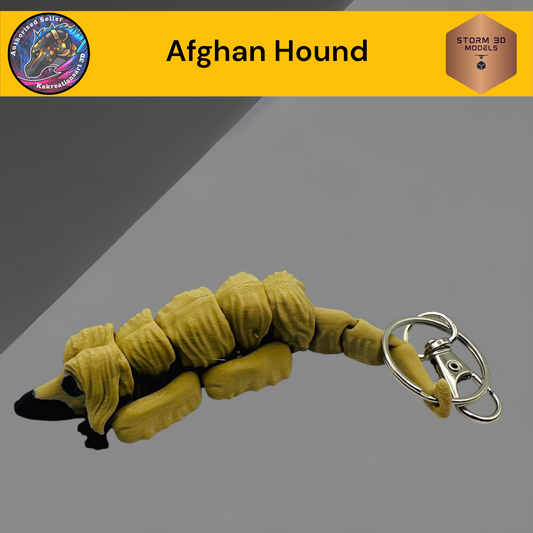 Baby Afghan Hound 3D Printed Flexi Keychain