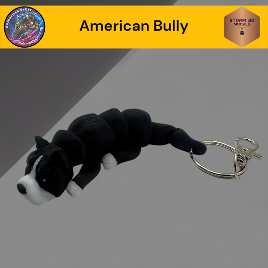 Baby American Bully 3D Printed Flexi Keychain