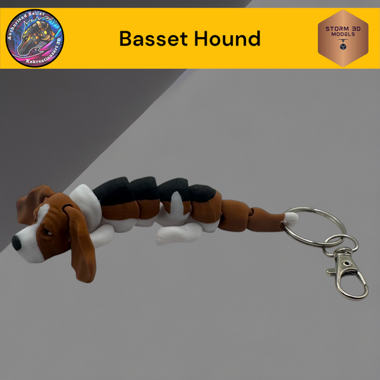 Baby Basset Hound 3D Printed Flexi Keychain