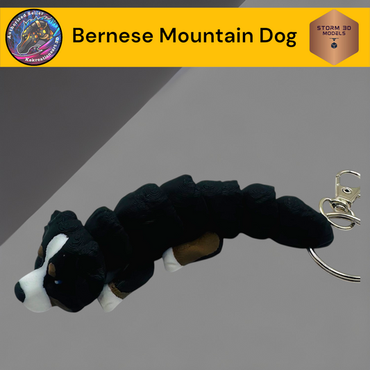 Baby Bernese Mountain Dog 3D printed Flexi Keychain