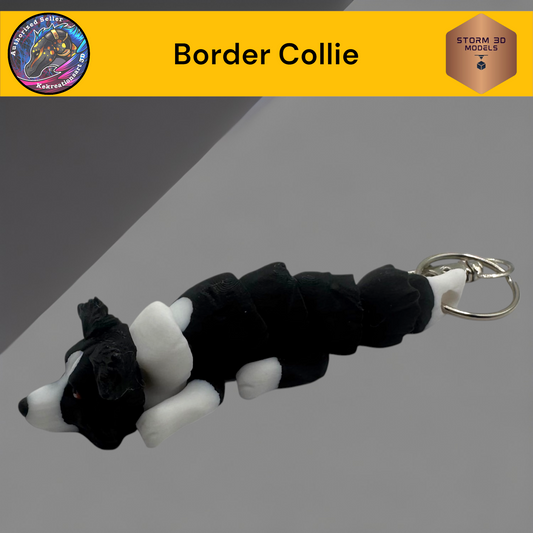 Baby Border Collie 3d Printed Flexi Keychain