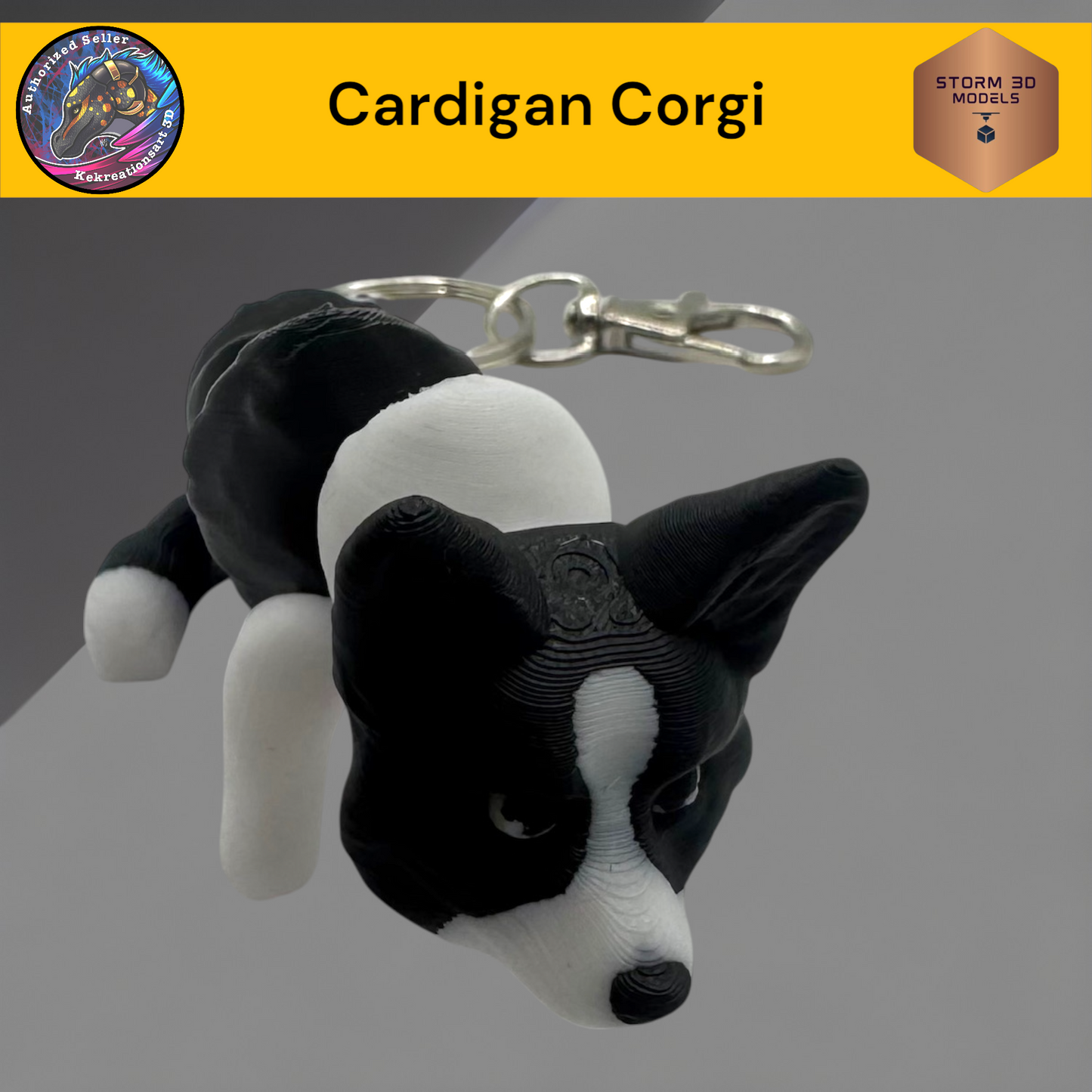 Baby Cardigan Corgi 3d Printed Flexi Keychain