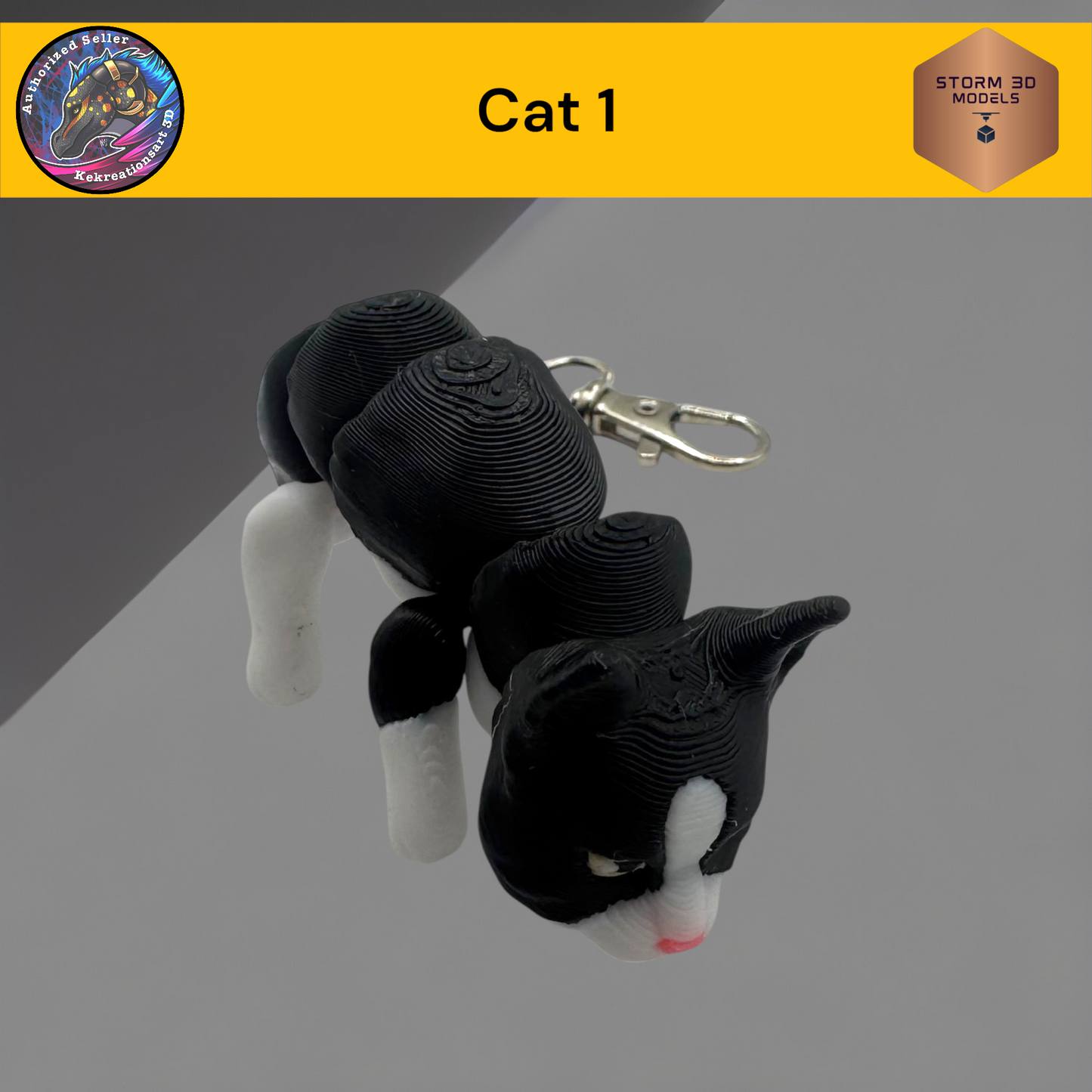 Baby Cat 3d Printed Flexi Keychain