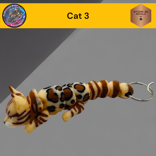 Baby Cat style 3 3d Printed Flexi Keychain