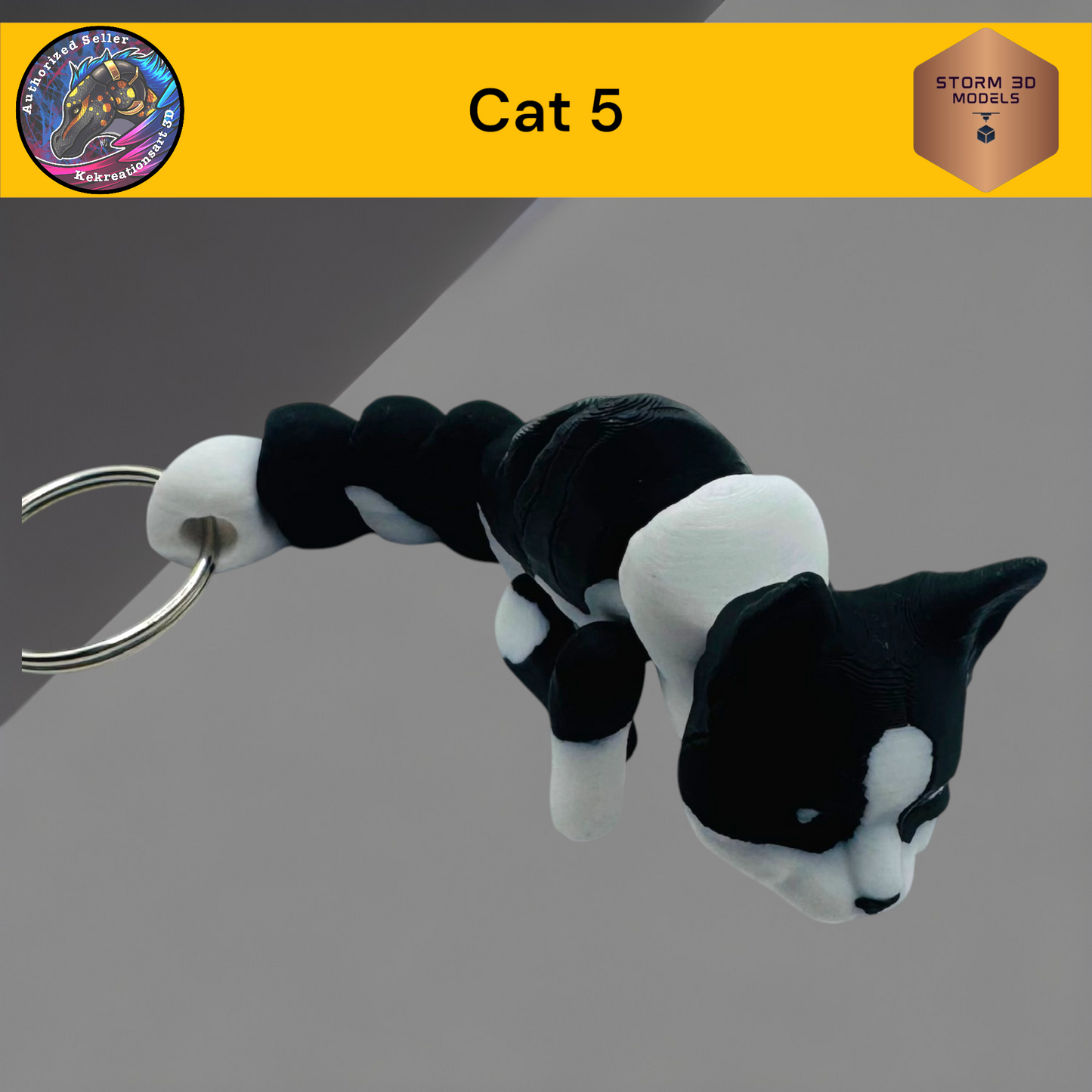 Baby Cat style 5 3d Printed Flexi Keychain