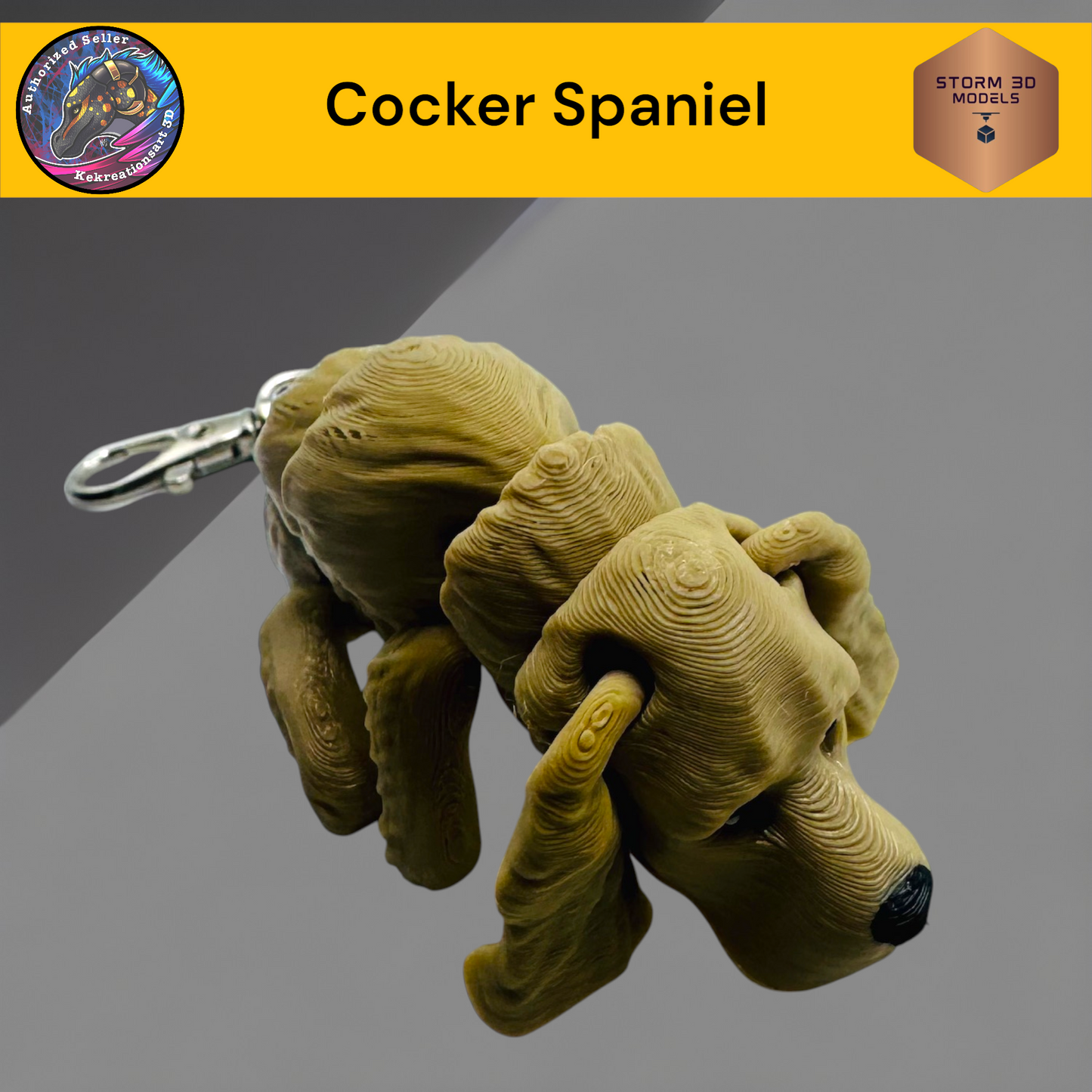 Baby Cocker Spaniel 3d Printed Flexi Keychain