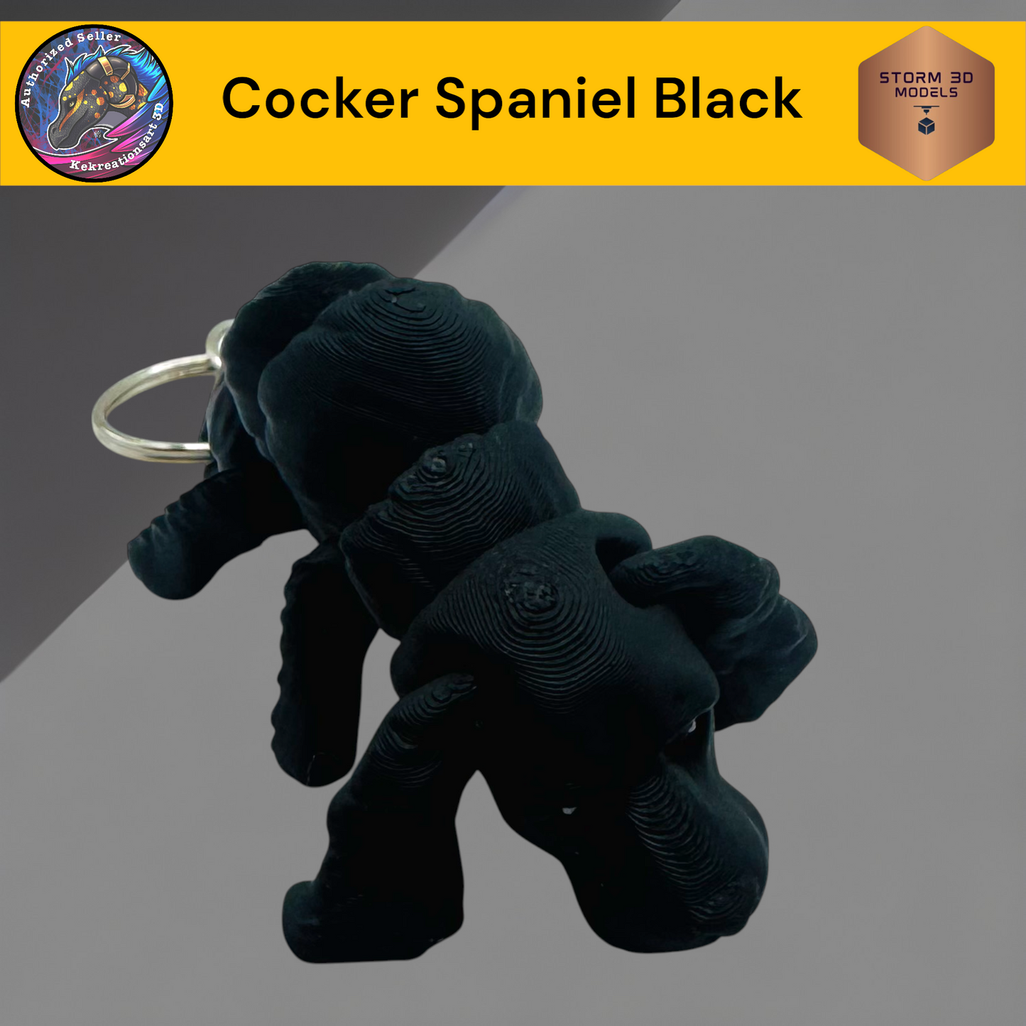 Baby Cocker Spaniel Black 3d Printed Flexi Keychain