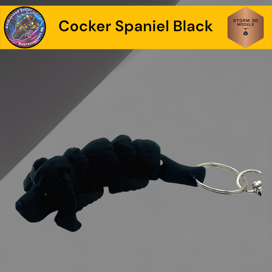 Baby Cocker Spaniel Black 3d Printed Flexi Keychain