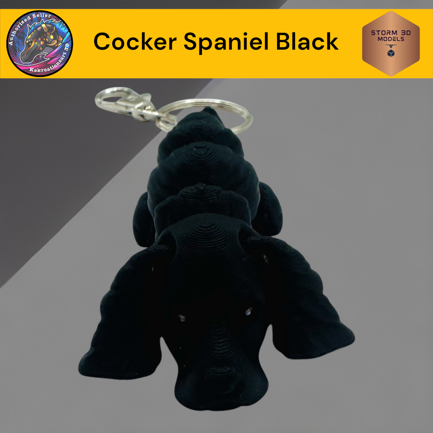Baby Cocker Spaniel Black 3d Printed Flexi Keychain