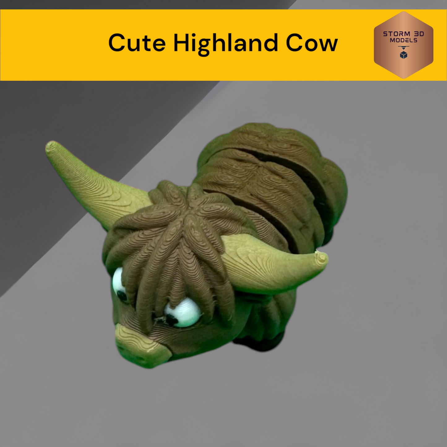 Cute Highland Cow fidget toy 3D Printed