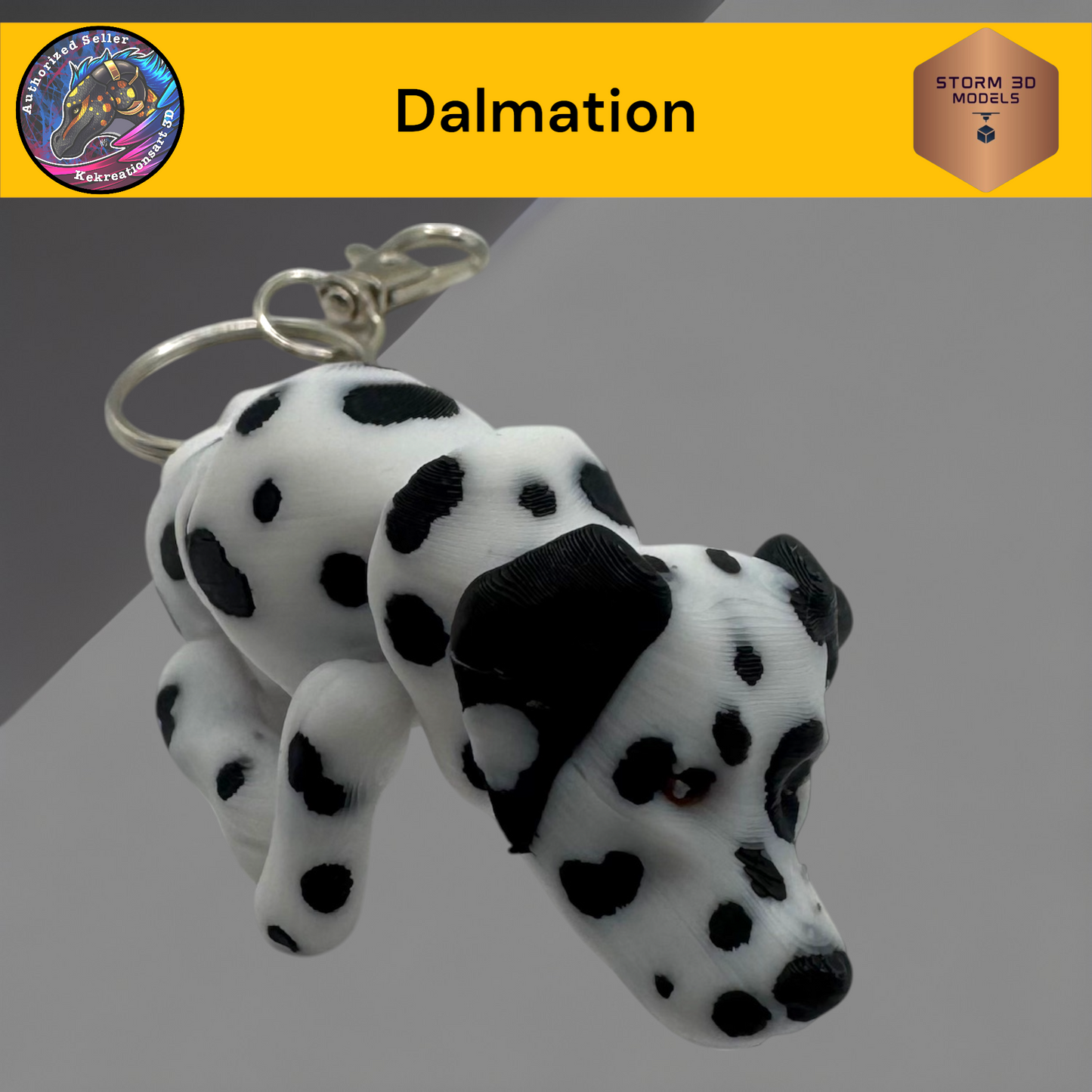 Baby Dalmatian 3d Printed Flexi Keychain