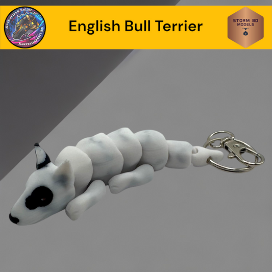 Baby English Bull Terrier 3d Printed Flexi Keychain