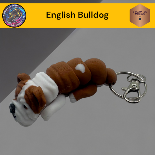 Baby English Bulldog 3d Printed Flexi Keychain