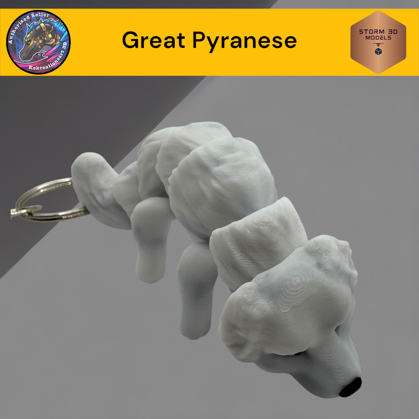 Baby Great Pyranese 3d Printed Flexi Keychain