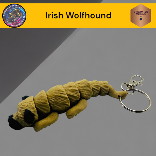 Baby Irish Wolfhound 3d Printed Flexi Keychain