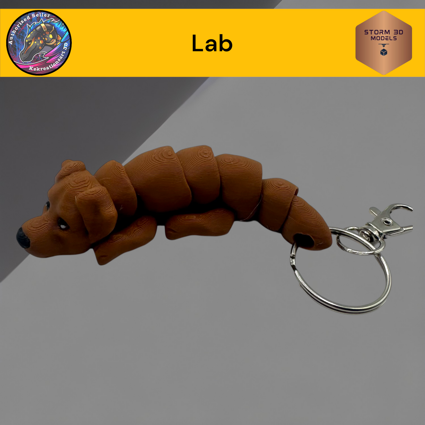 Baby Lab Brown 3d Printed Flexi Keychain