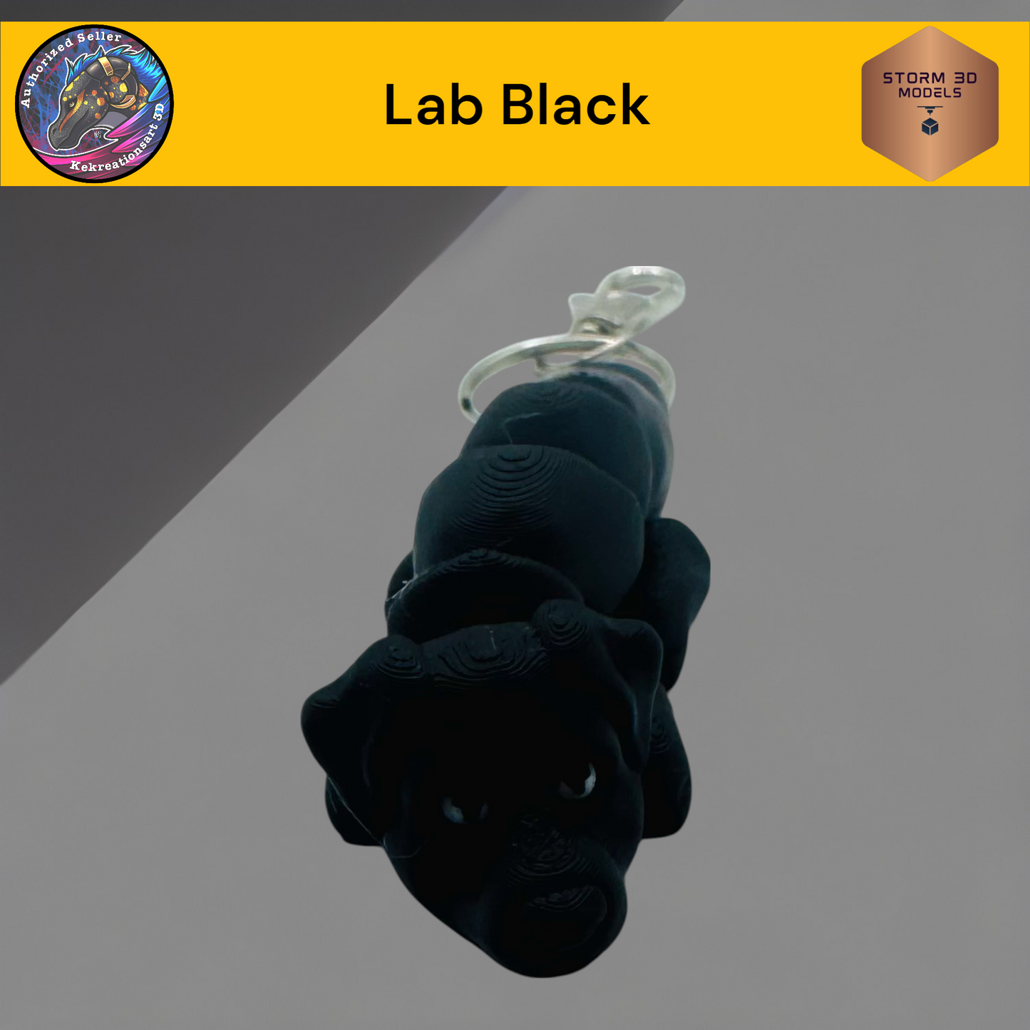 Baby Lab Black 3d Printed Flexi Keychain