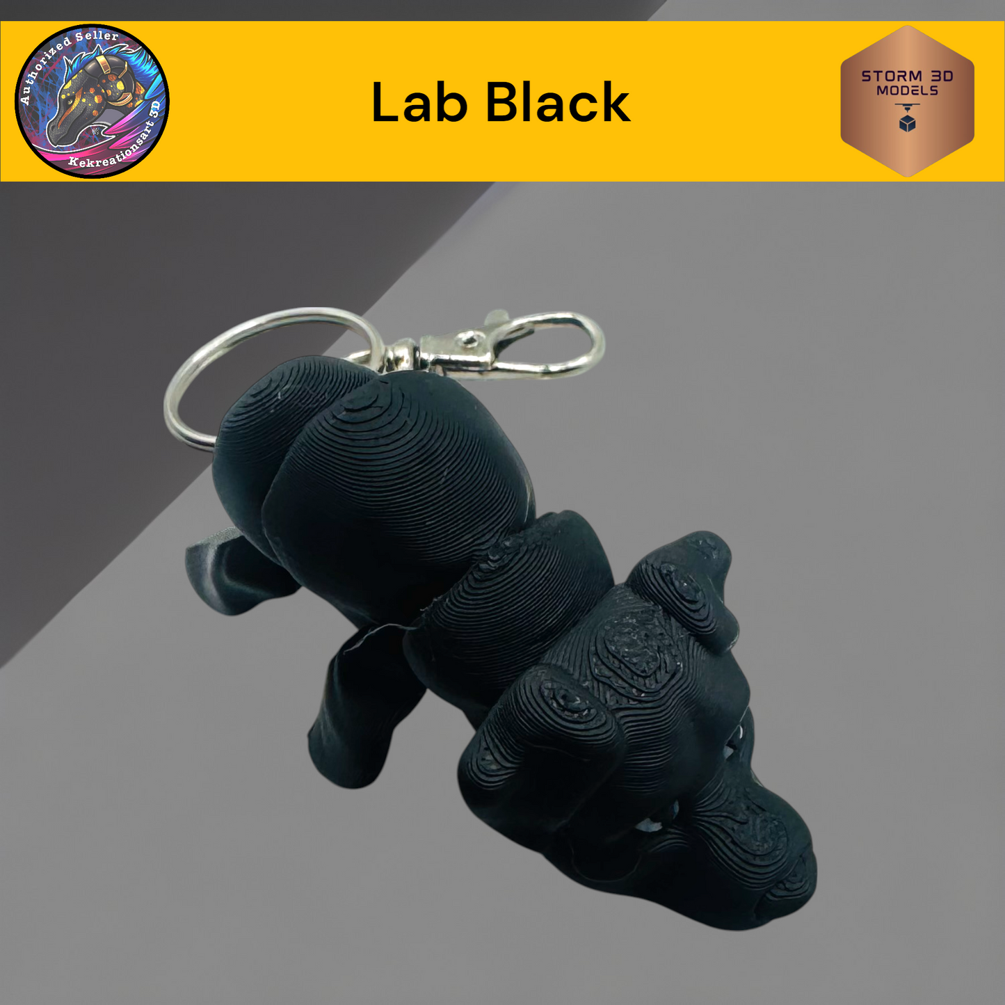 Baby Lab Black 3d Printed Flexi Keychain