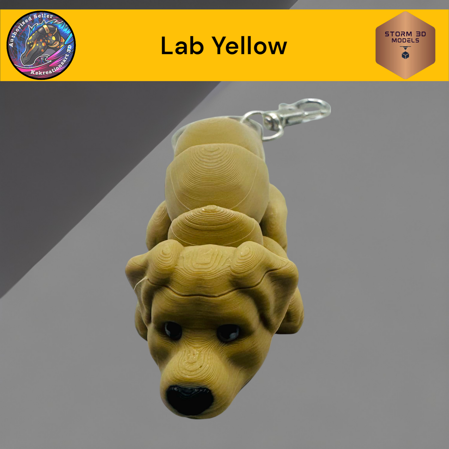 Baby Lab Yellow 3d Printed Flexi Keychain