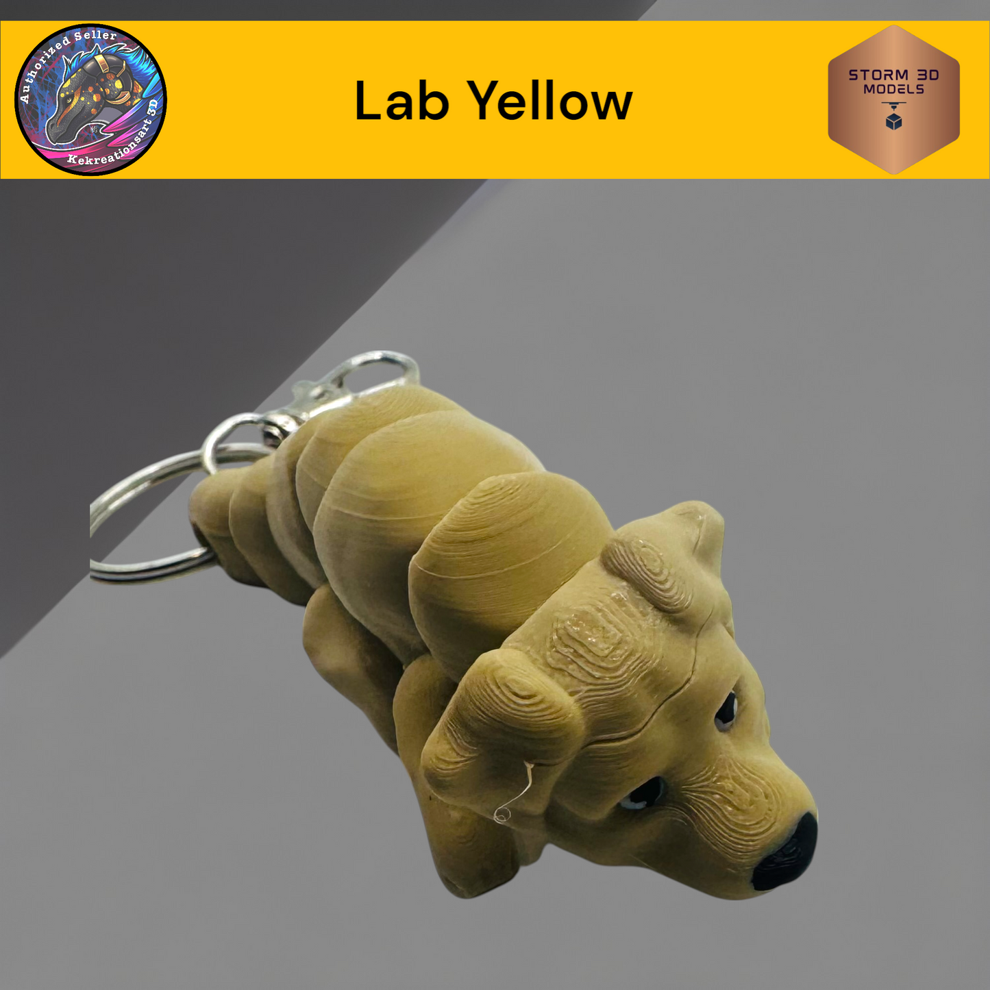 Baby Lab Yellow 3d Printed Flexi Keychain
