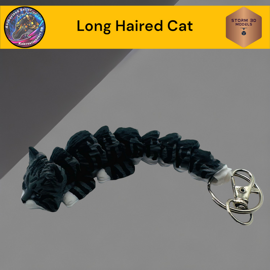 Baby Long Haired Cat 3d Printed Flexi Keychain