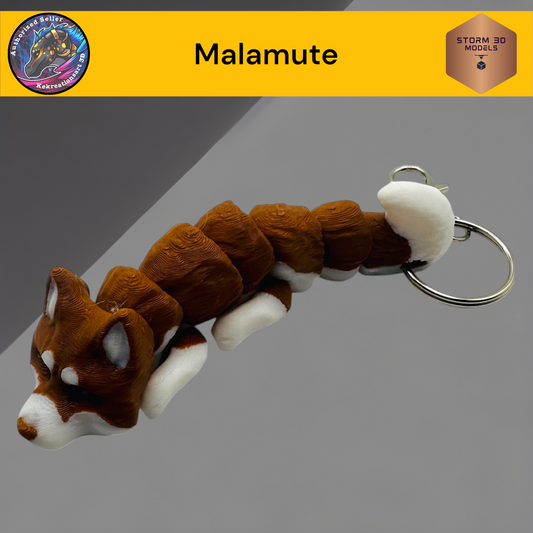 Baby Malamute 3d Printed Flexi Keychain