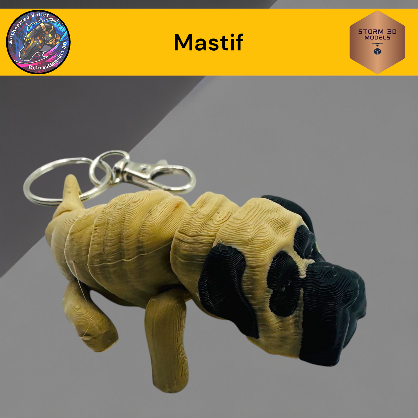 Baby Mastif 3d Printed Flexi Keychain