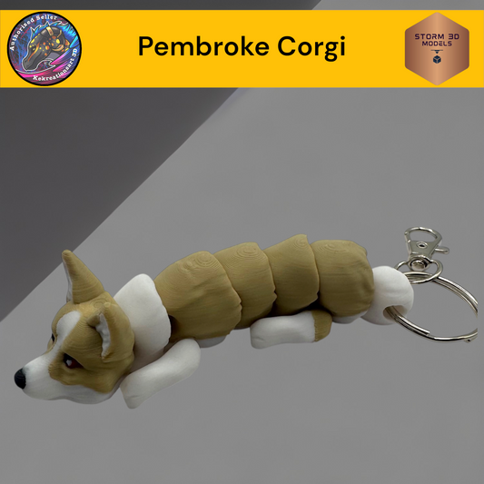 Baby Pembroke Corgi 3d Printed Flexi Keychain